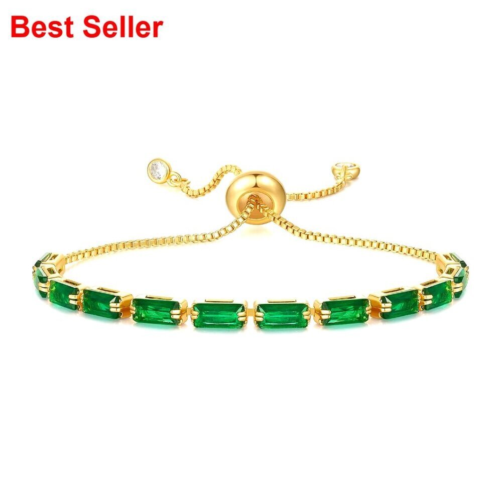 14K Gold Plated Cubic Zirconia Adjustable Slider Tennis Bracelet